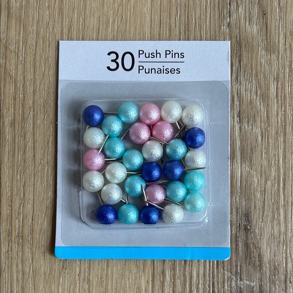 Pearlized Pastel & Metallic Ball Head Push Pins - 2 Packs of 30 - 60 Pins Total
